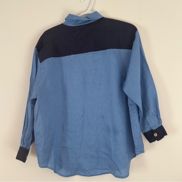 Cooka Linen Blue Button Down - Picture 2 of 6